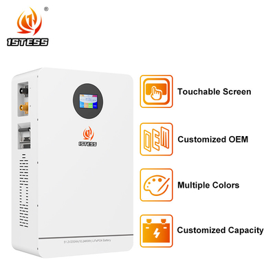 벽에 장착된 가정용 에너지 저장 배터리 51.2V 10.24Kwh 배터리 팩 배터리 에너지 저장 시스템