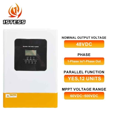 6.2KW 고전압 PV 입력 인버터 48VDC 순수 사인파 MPPT 온 오프 그리드 하이브리드 작동