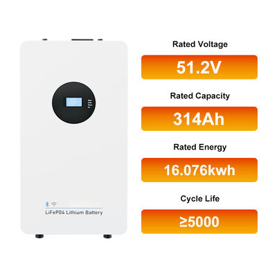 Wall Mounted All in One 51.2V 314Ah 16kwh Home Energy Storage LiFePO4 Battery Pack for Solar Backup