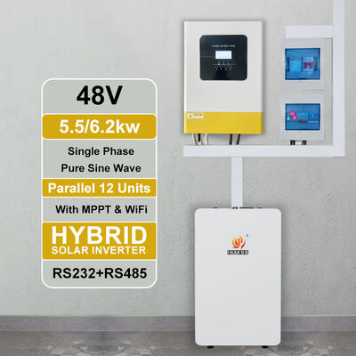 5.5kW 싱글 파스 48V 하이브리드 인버터 순수 시노 웨이브 MPPT 60-500V 평행 동작을 위한 저전압에서 고전압